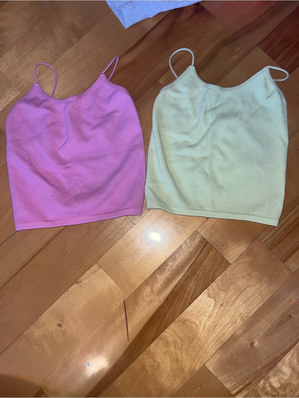 Urban Planet Pink and Cream Spaghetti Strap Tank Tops